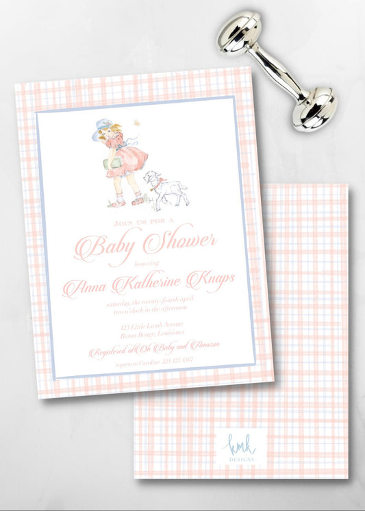 Lamb Baby Shower Invitation Digital Download