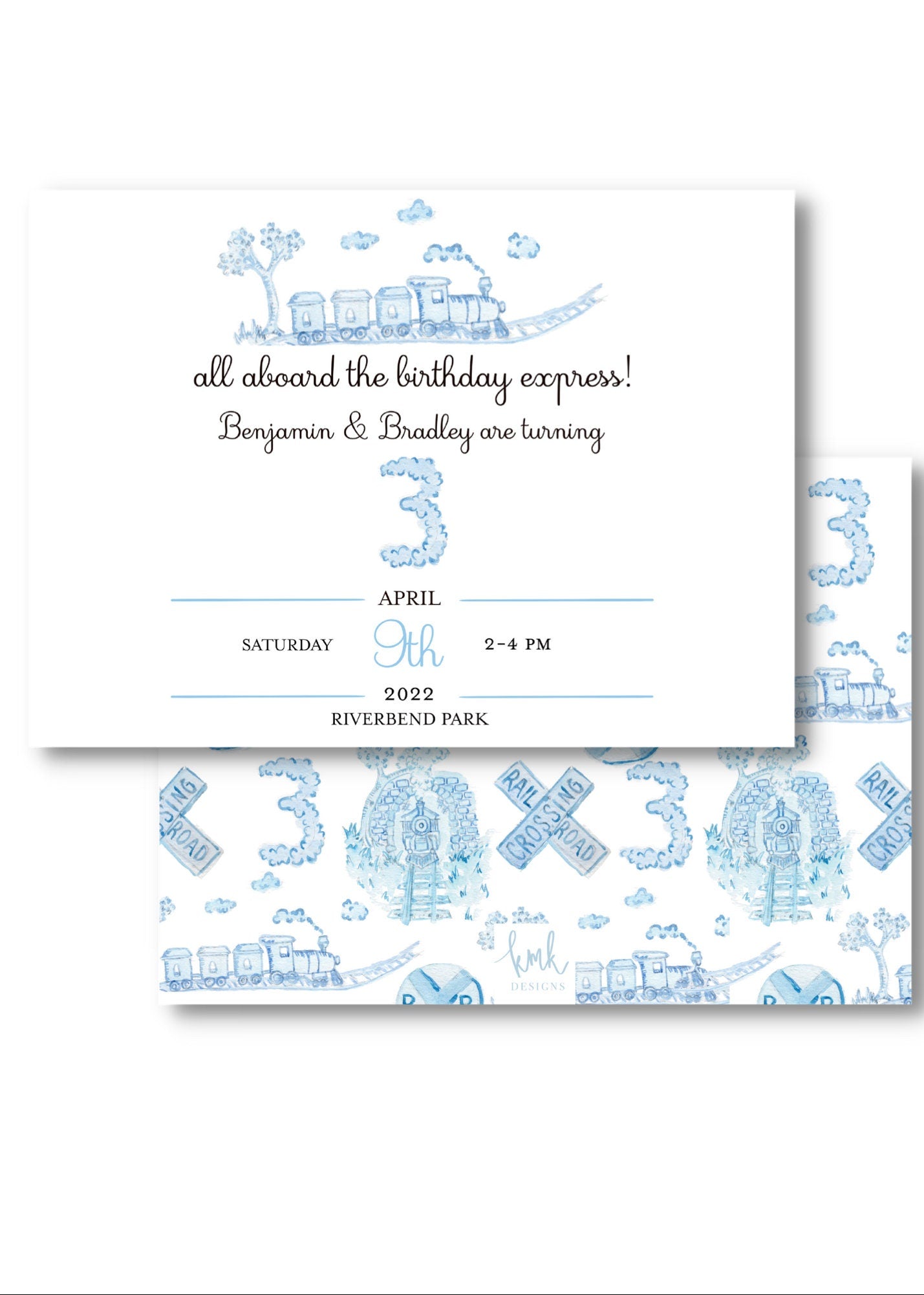 Toile Train Invitation Digital Download