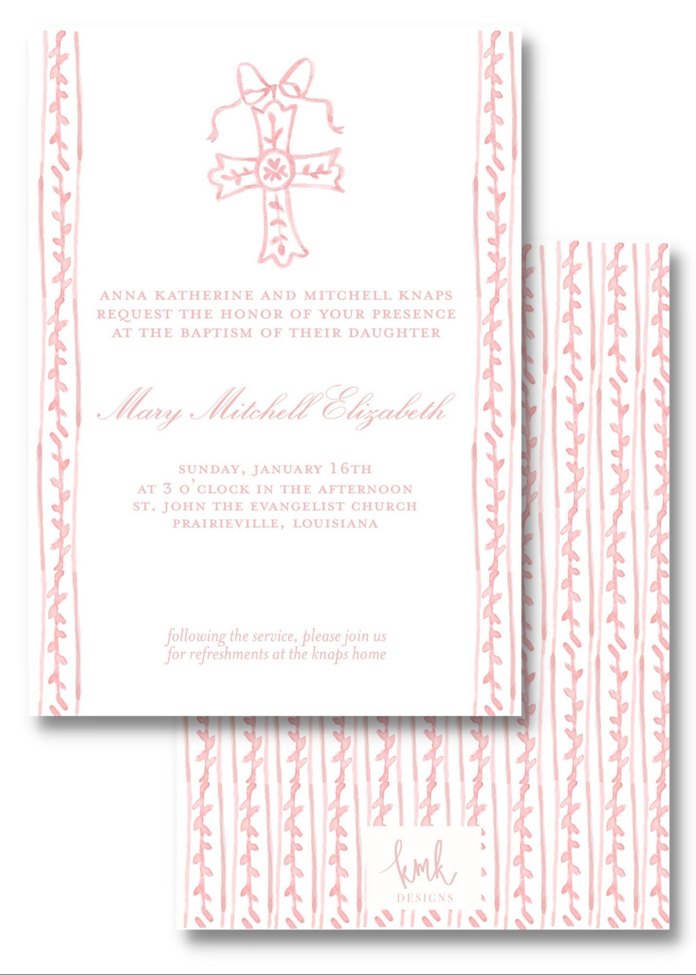 Baptism or Baby Dedication Invitation Digital Download- Pink or Blue