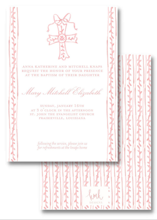 Baptism or Baby Dedication Invitation Digital Download- Pink or Blue