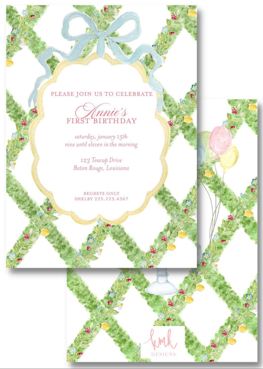 English Garden Birthday Invitation Digital Download
