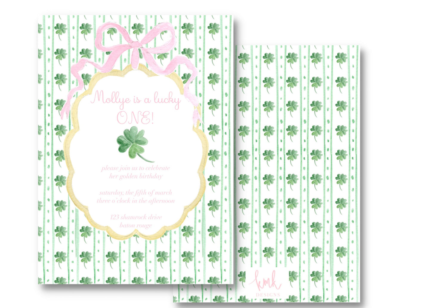 A Lucky One Shamrock Birthday Invitation Digital Download