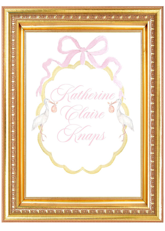 Personalized Baby Shower Sign Keepsake/ Art Print - Pink- Printable Digital Download