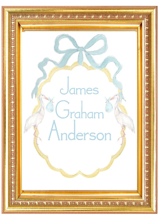 Personalized Baby Shower Sign Keepsake/ Art Print - Blue- Printable Digital Download