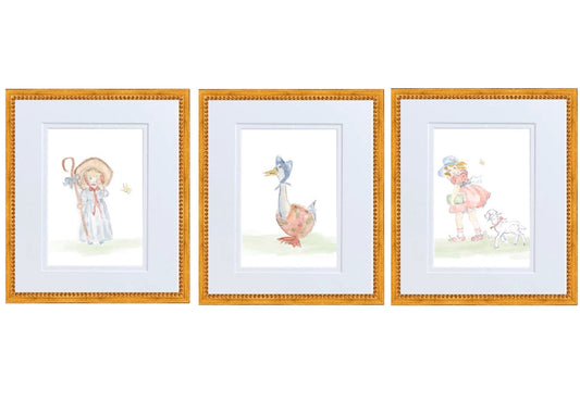 Jamima Puddle- Duck Nursery Rhyme Hand Painted Watercolor Print with Mat