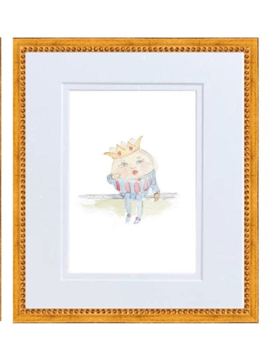 Humpty Dumpty Hand Painted Watercolor Print with Mat