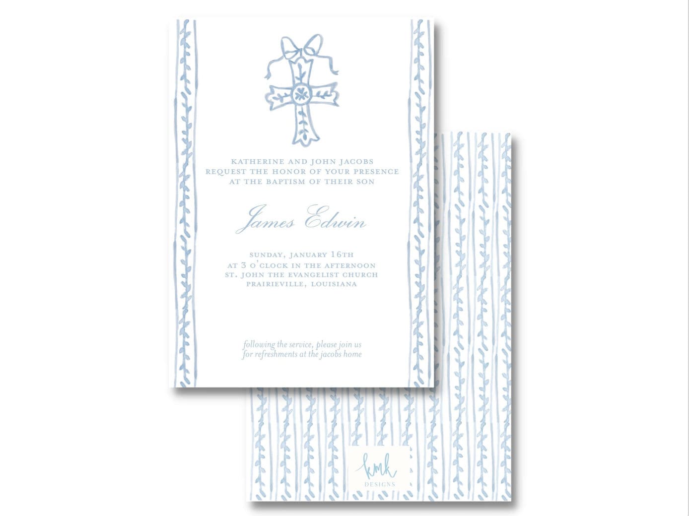 Baptism or Baby Dedication Invitation Digital Download- Pink or Blue