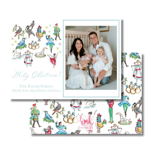 Hand Painted Christmas Card- 12 Days of Christmas Horizontal