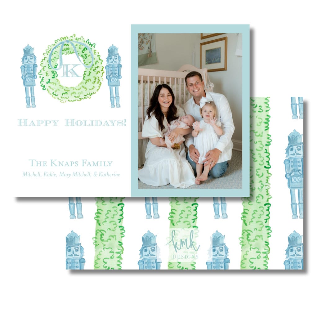 Hand Painted Christmas Card- Toile Soldier Horizontal