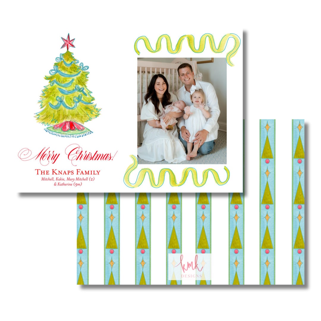 Hand Painted Christmas Card- Christmas Wrap Horizontal