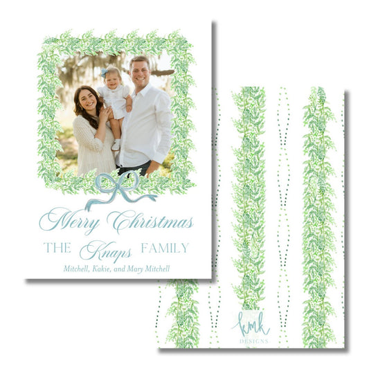 Hand Painted Christmas Card- Square Wreath