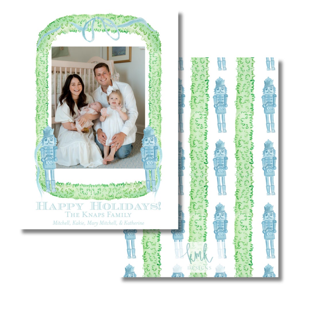 Hand Painted Christmas Card- Toile Soldier Vertical