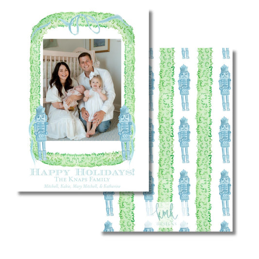 Hand Painted Christmas Card- Toile Soldier Vertical