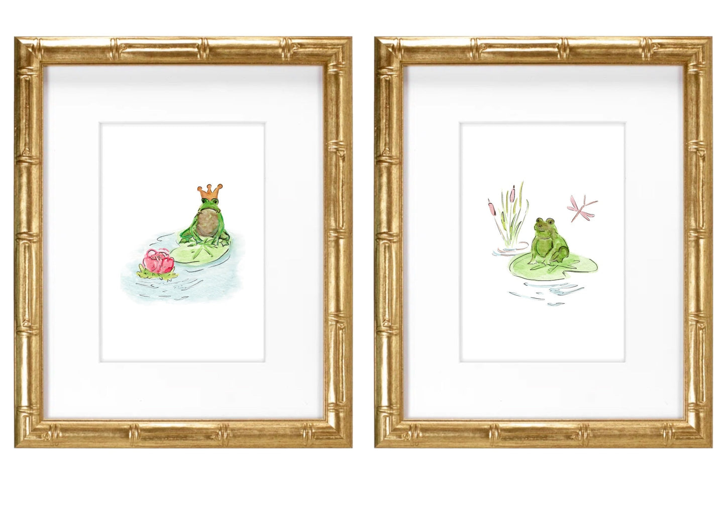 Princess Frog Pink- Hand Painted Watercolor Print with Mat