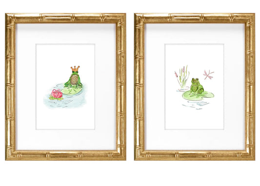 Princess Frog Pink- Hand Painted Watercolor Print with Mat