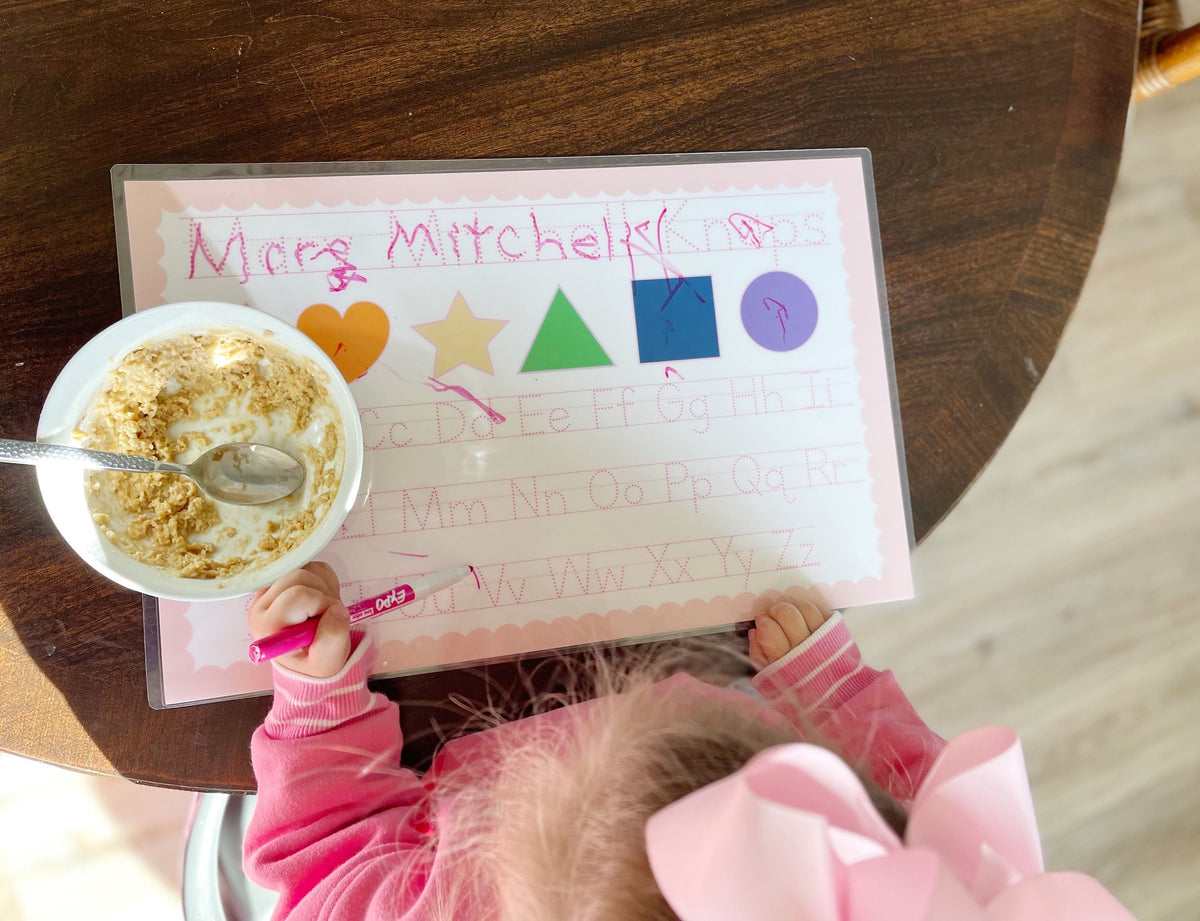 Two Sided Laminated Placemat- Back to School Edition- Handwriting Practice