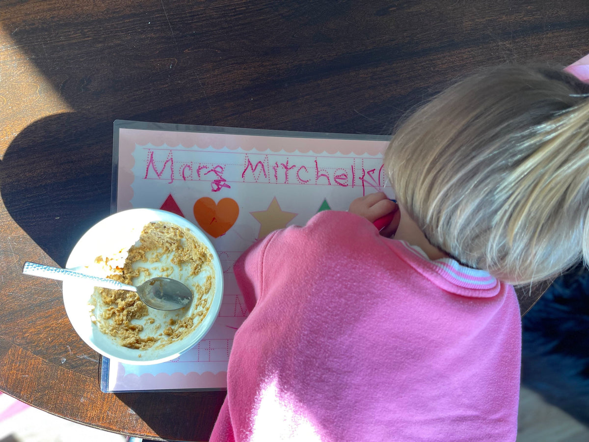 Two Sided Laminated Placemat- Back to School Edition- Handwriting Practice