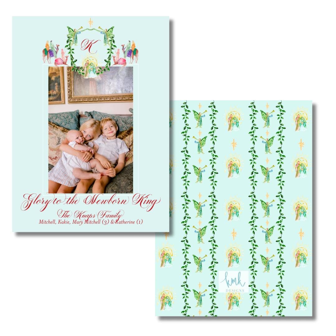 Watercolor Christmas Card- Joy in a manger