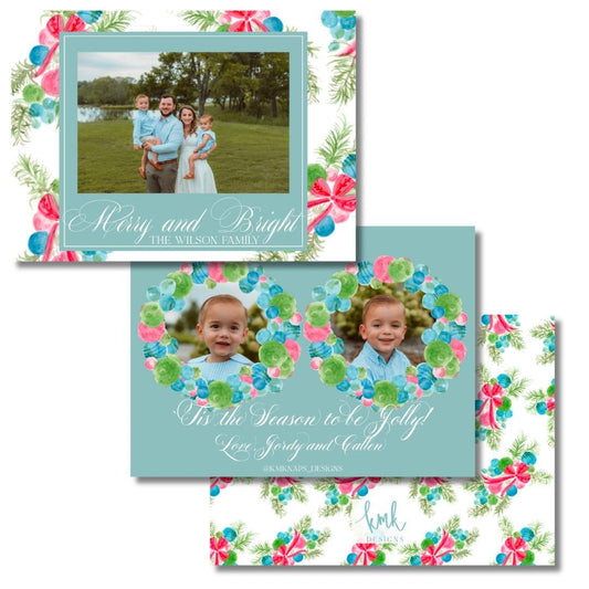 Watercolor Christmas Card- Baubles and Bows