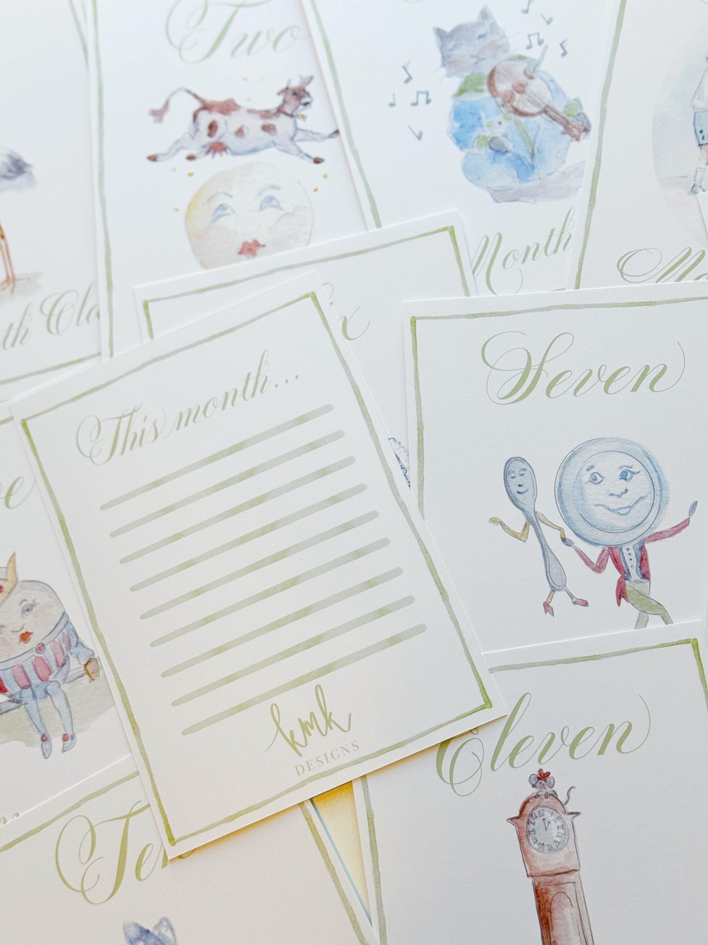 Nursery Rhyme Milestone Cards- Pink, Blue or Green