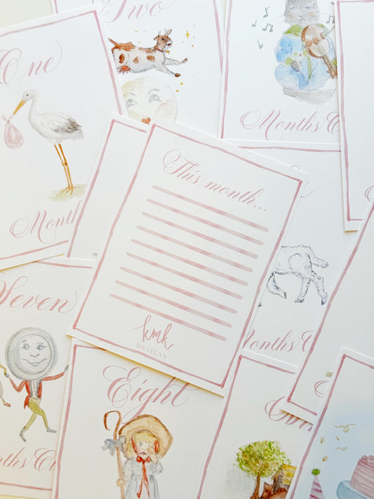 Nursery Rhyme Milestone Cards- Pink, Blue or Green