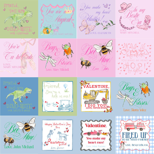 Children&#39;s Watercolor Valentines (Stickers or Tags)