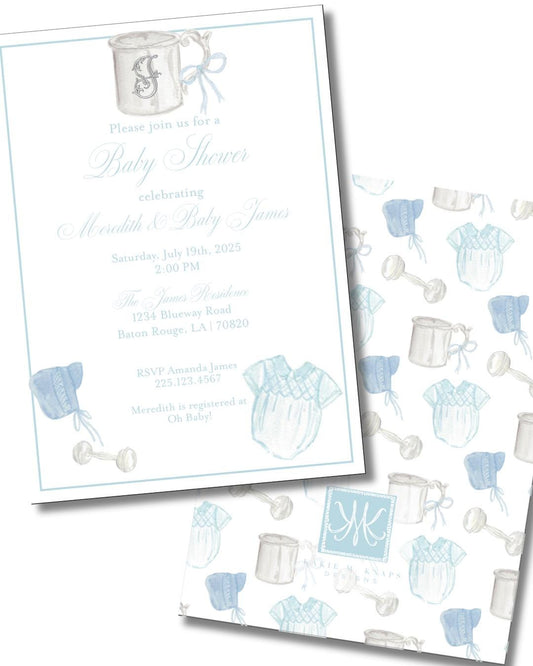 Classic Pink or Blue Baby Shower Invitation Digital Download