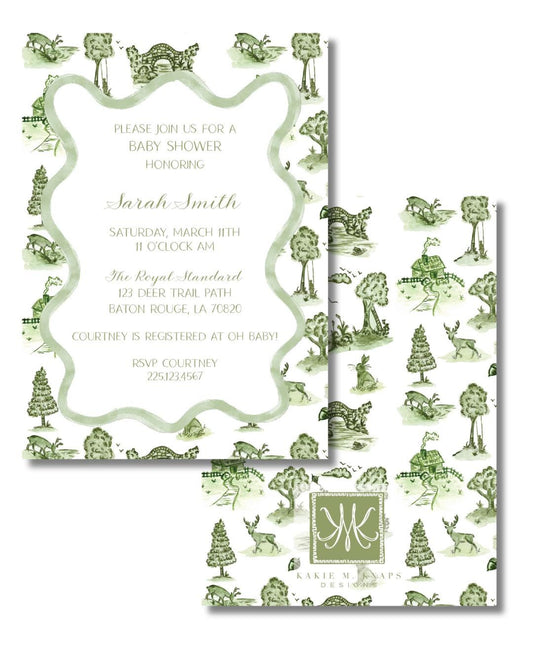 Woodland Toile Invitation Digital Download
