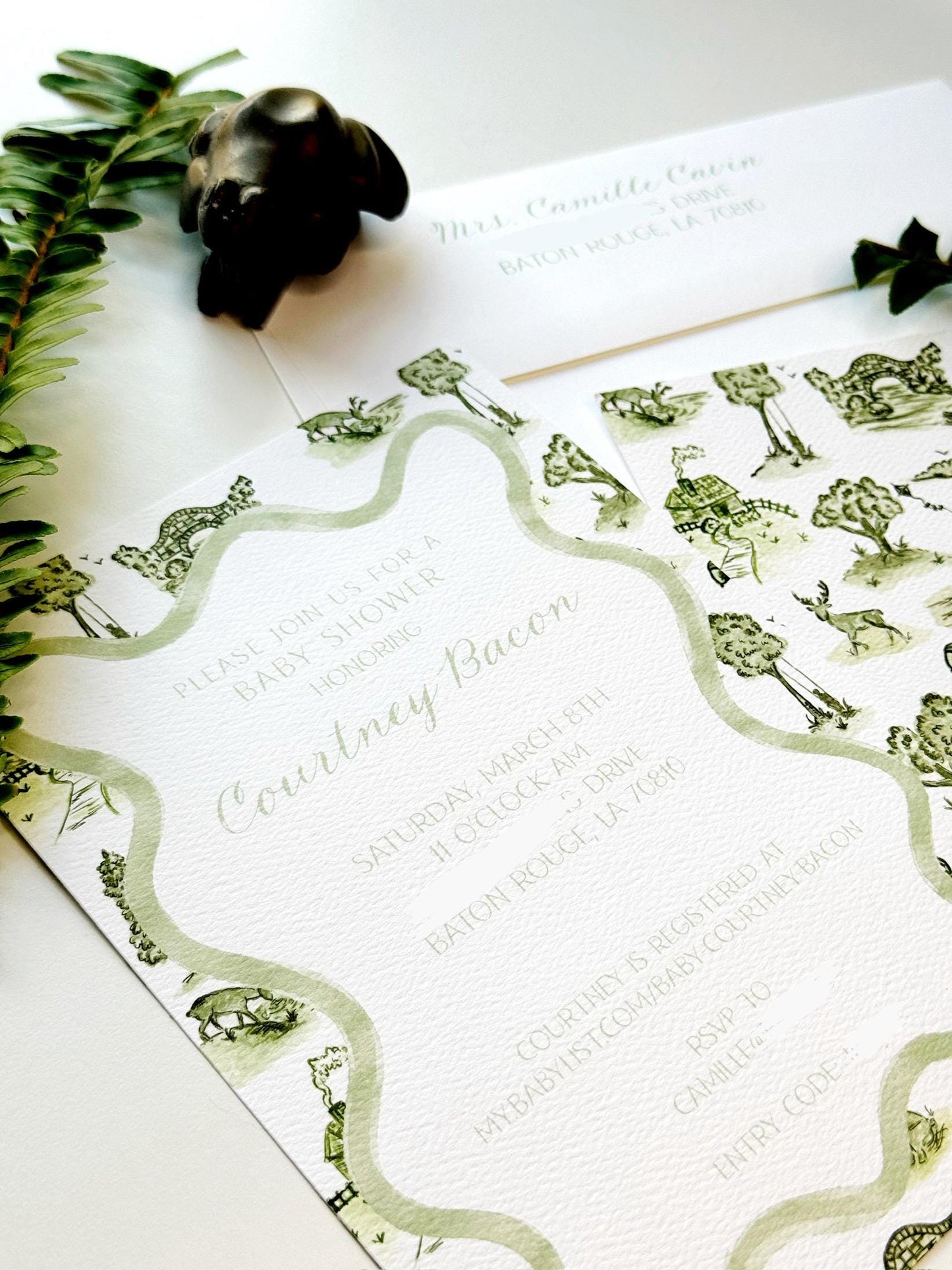 Woodland Toile Invitation Digital Download
