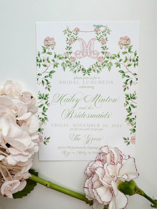 Pink & Green Chinoiserie Invitation Digital Download