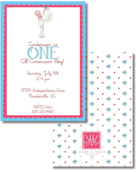 All American Boy Birthday Invitation Digital Download