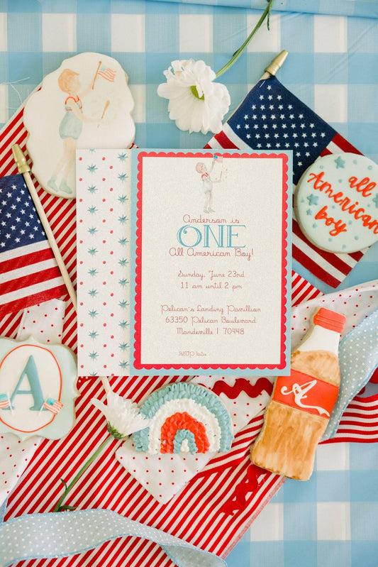 All American Boy Birthday Invitation Digital Download