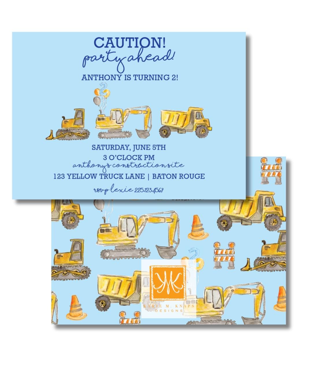 Construction Birthday Invitation Digital Download