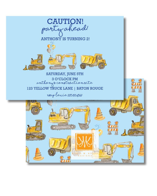 Construction Birthday Invitation Digital Download