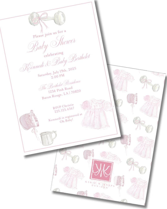 Classic Pink or Blue Baby Shower Invitation Digital Download