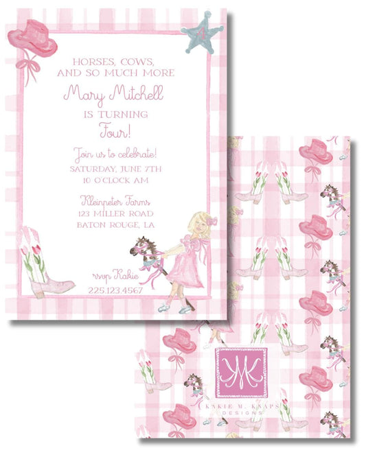 Cowgirl Birthday Invitation Digital Download