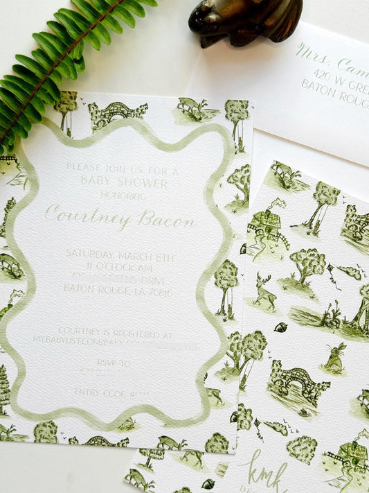 Woodland Toile Invitation Digital Download