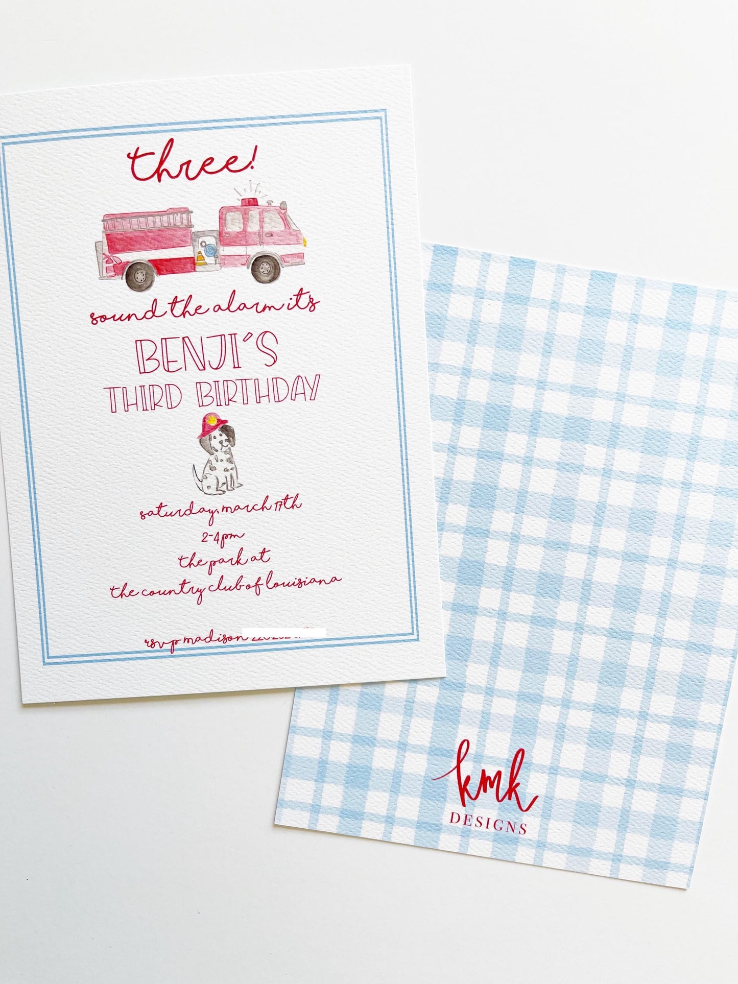 Firetruck Birthday Invitation Digital Download