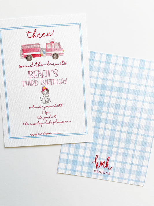 Firetruck Birthday Invitation Digital Download