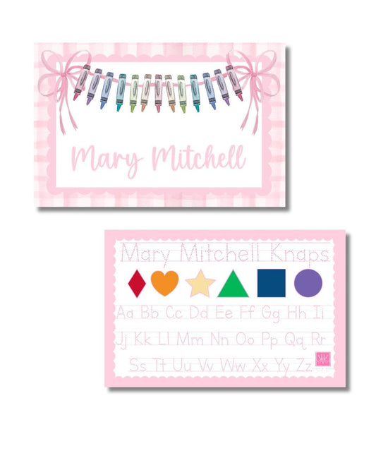 Two Sided Laminated Placemat- Back to School Edition- Handwriting Practice
