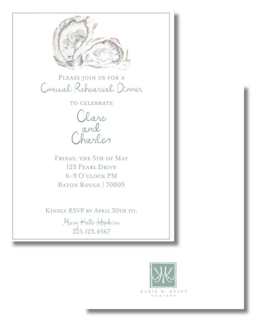 Oyster-Themed Party Invitation – Hand-Painted Watercolor Design – Digital PDF File