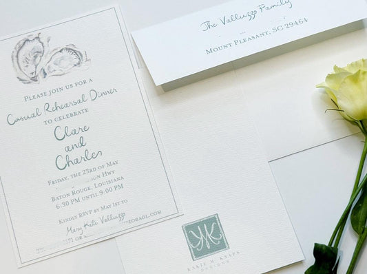 Oyster-Themed Party Invitation – Hand-Painted Watercolor Design – Digital PDF File