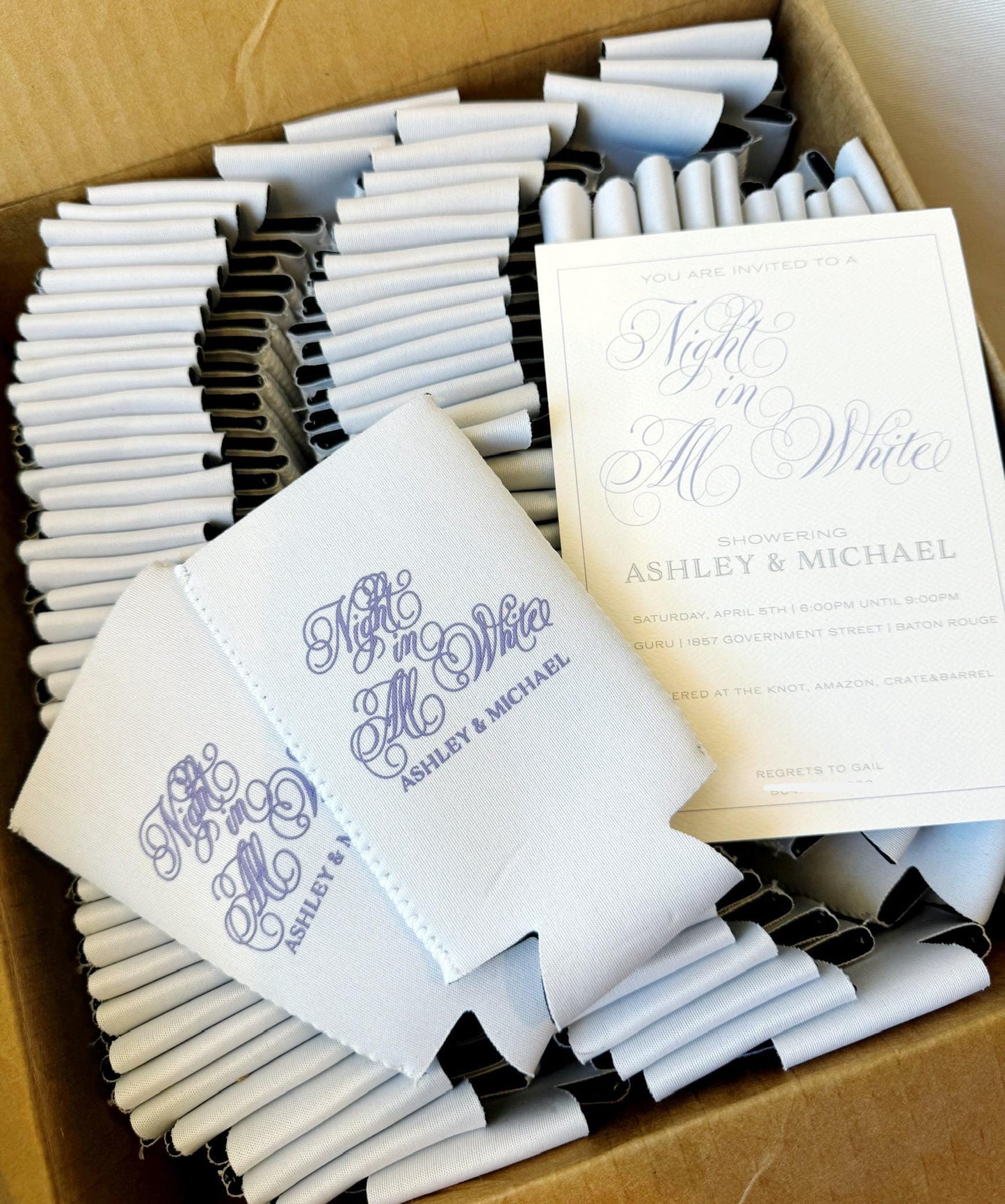 A Night in All White-Shower Invitation – Minimalist Calligraphy Design – Digital PDF File