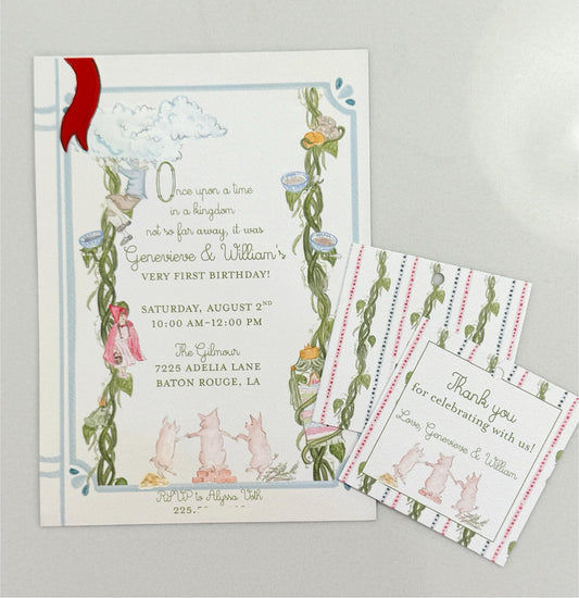 Storybook-Themed Birthday Invitation – Hand-Painted Fairytale Characters – Gender Neutral – Digital PDF File